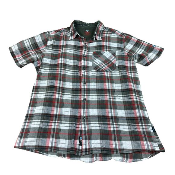 KUHL Tropik Men's Short Sleeve Plaid Button Down Shirt Size Medium Red Green - Picture 1 of 4